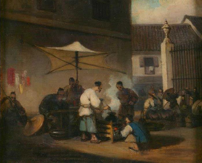 George Chinnery Street Scene, Macao, with Pigs oil painting image